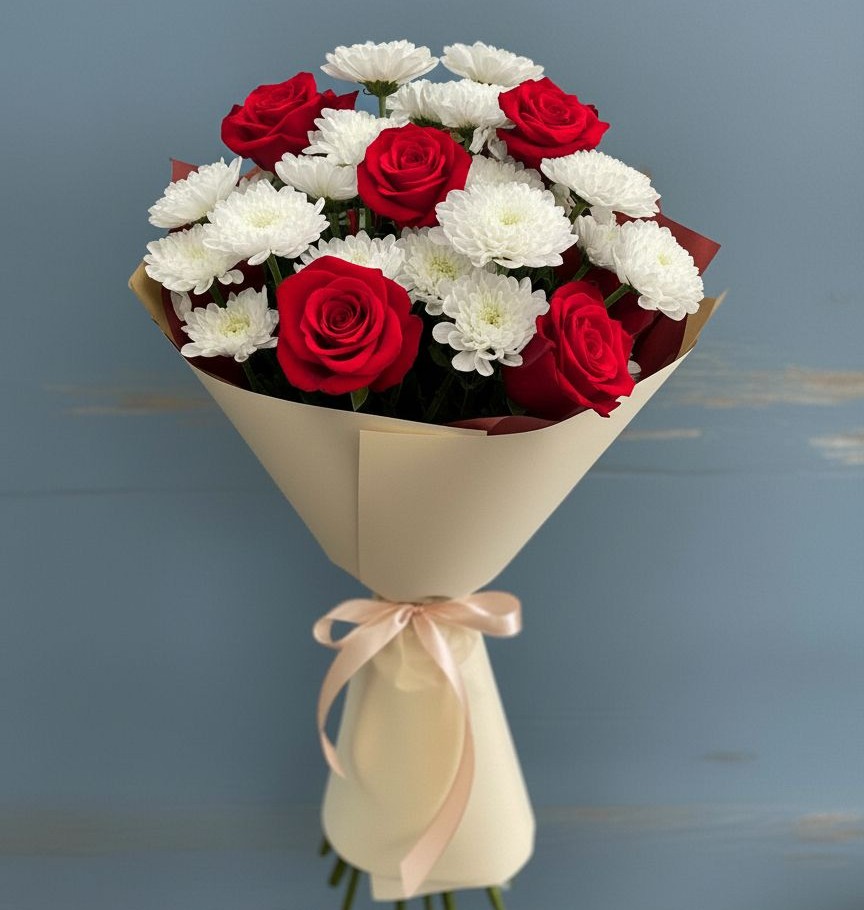 Букет цветов из: Розы и Хризантемы в Аниве