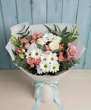 Букет цветов из:  Розы, Лизиантусы и Хризантемы в Аниве