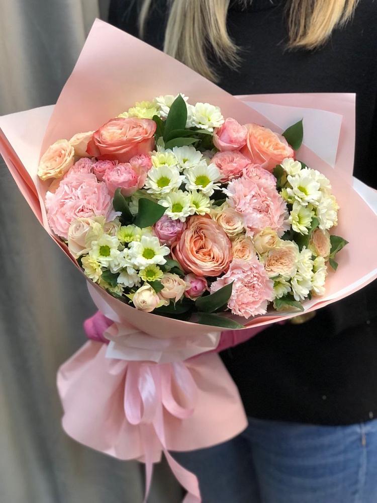 Букет цветов из: Гвоздики, Розы и Хризантемы в Аниве