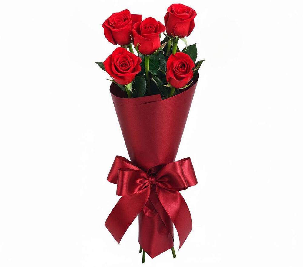 Букет 5 Красных роз Эдлесс Лав в Аниве