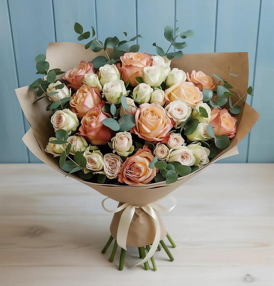 Букет цветов из: Альстромерии и Розы в Аниве