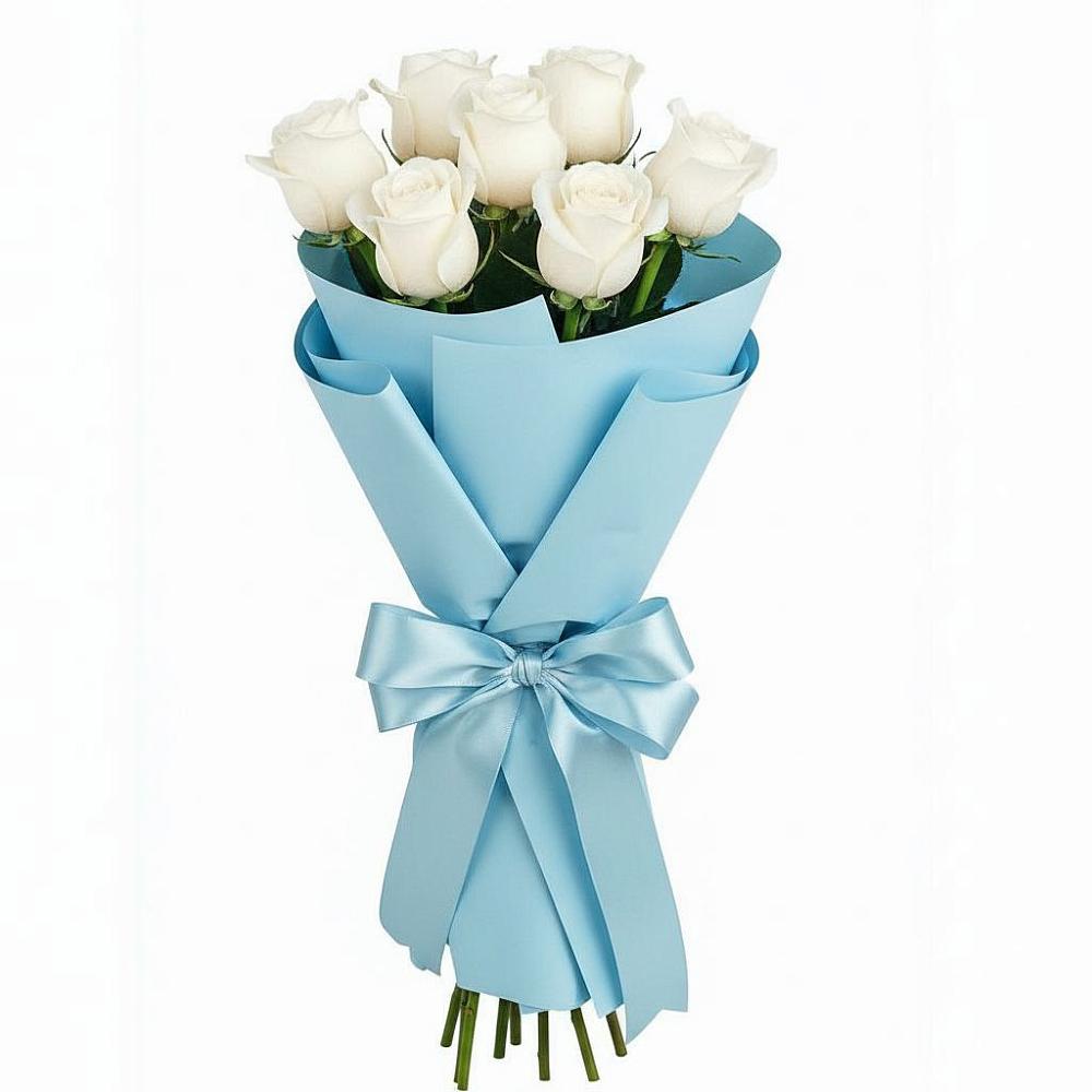 Букет 7 белых роз Проуд в Аниве