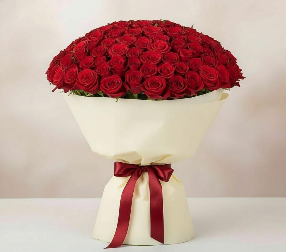 Букет 101 Красная роза Милано в Аниве