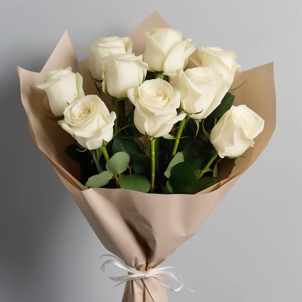 Букет 9 Белых роз Эдлесс Лав в Аниве