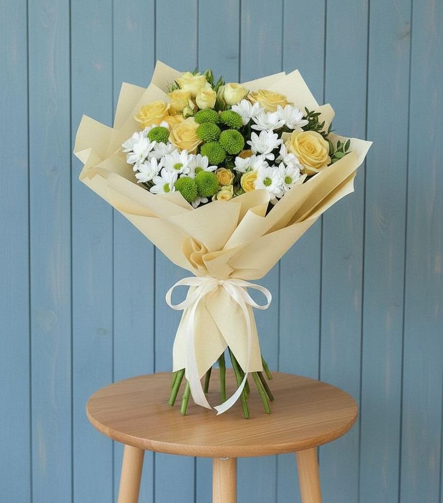 Букет цветов из: Хризантемы и Розы в Аниве