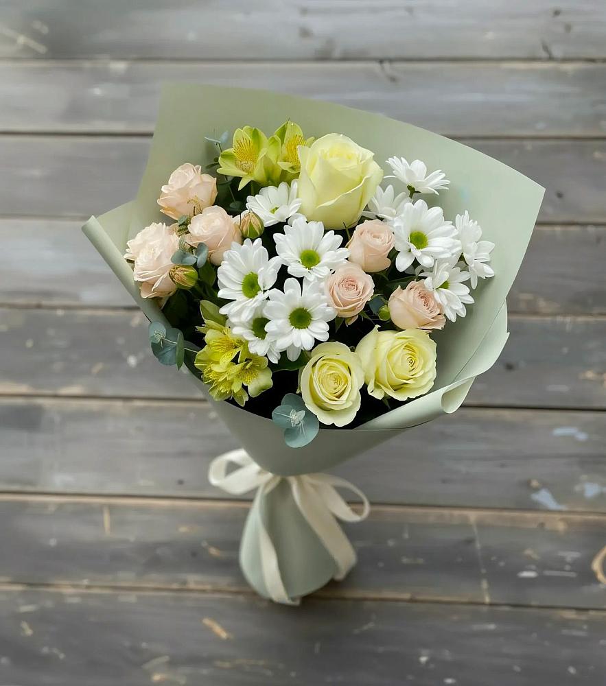Букет цветов из: Альстромерии, Розы и Хризантемы в Аниве