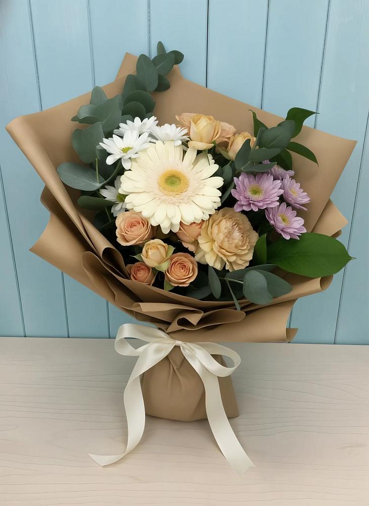 Букет цветов из: Герберы и Хризантемы в Аниве