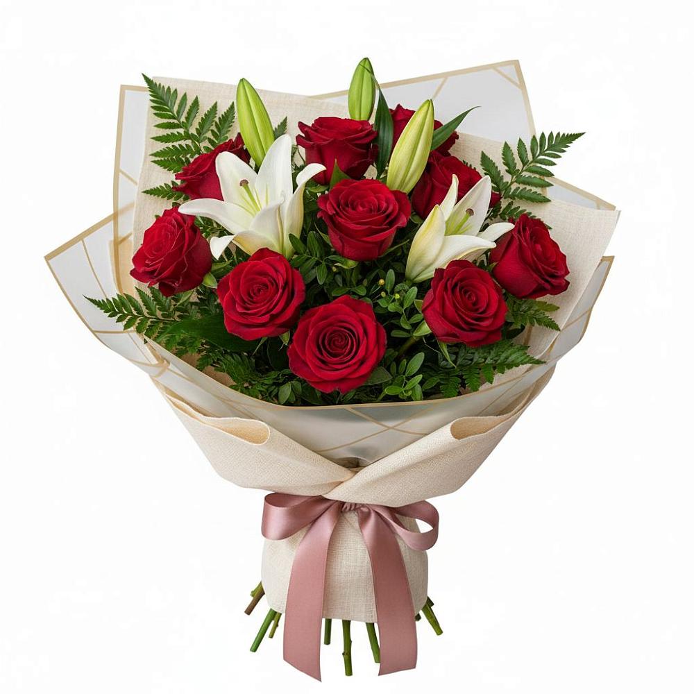 Букет цветов из: Лилии и Розы в Аниве