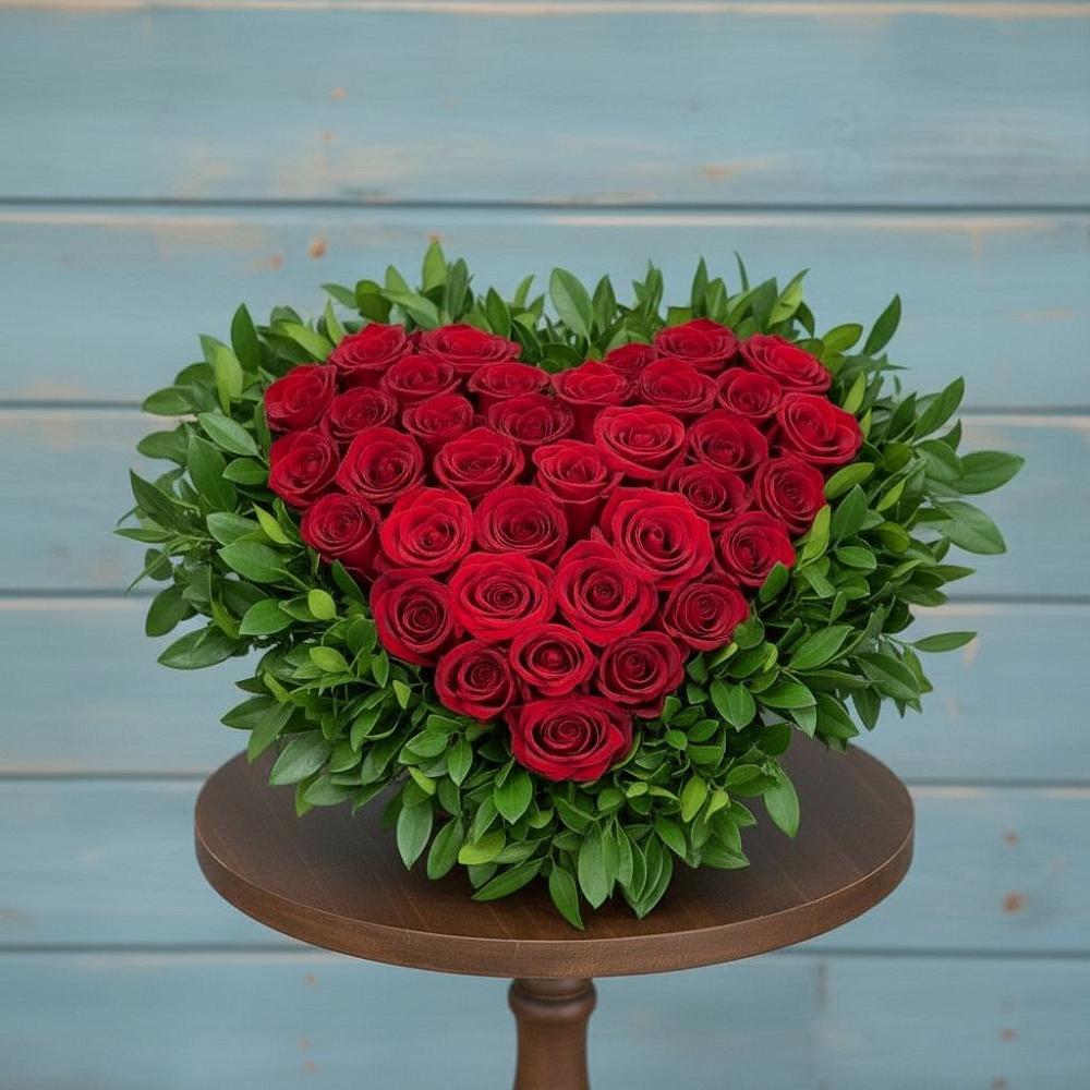 Цветочная композиция из Розы в виде сердца в Аниве