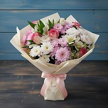 Букет цветов из:  Хризантемы, Альстромерии и Розы в Аниве