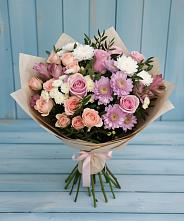 Букет цветов из:  Хризантемы, Розы и Альстромерии в Аниве