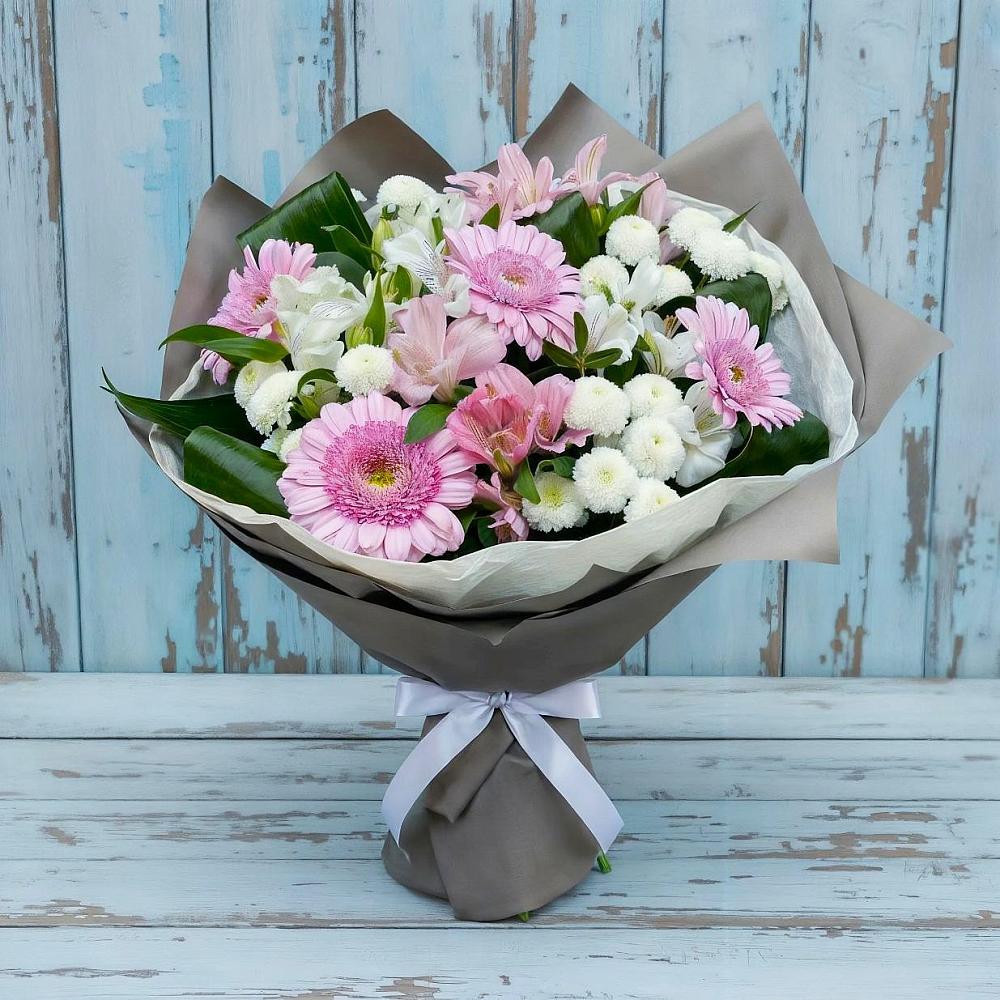 Букет цветов из: Герберы, Альстромерии и Хризантемы в Аниве