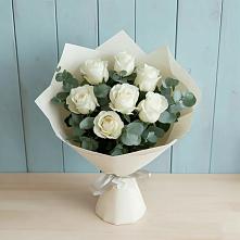 Букет Белые розы в Эвкалипте #REPLACE_PRED# Аниве