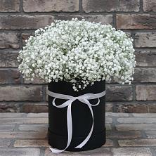 Цветочная композиция из Гипсофила в шляпной коробке в Аниве