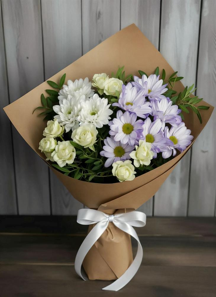Букет цветов из: Хризантемы и Розы в Аниве